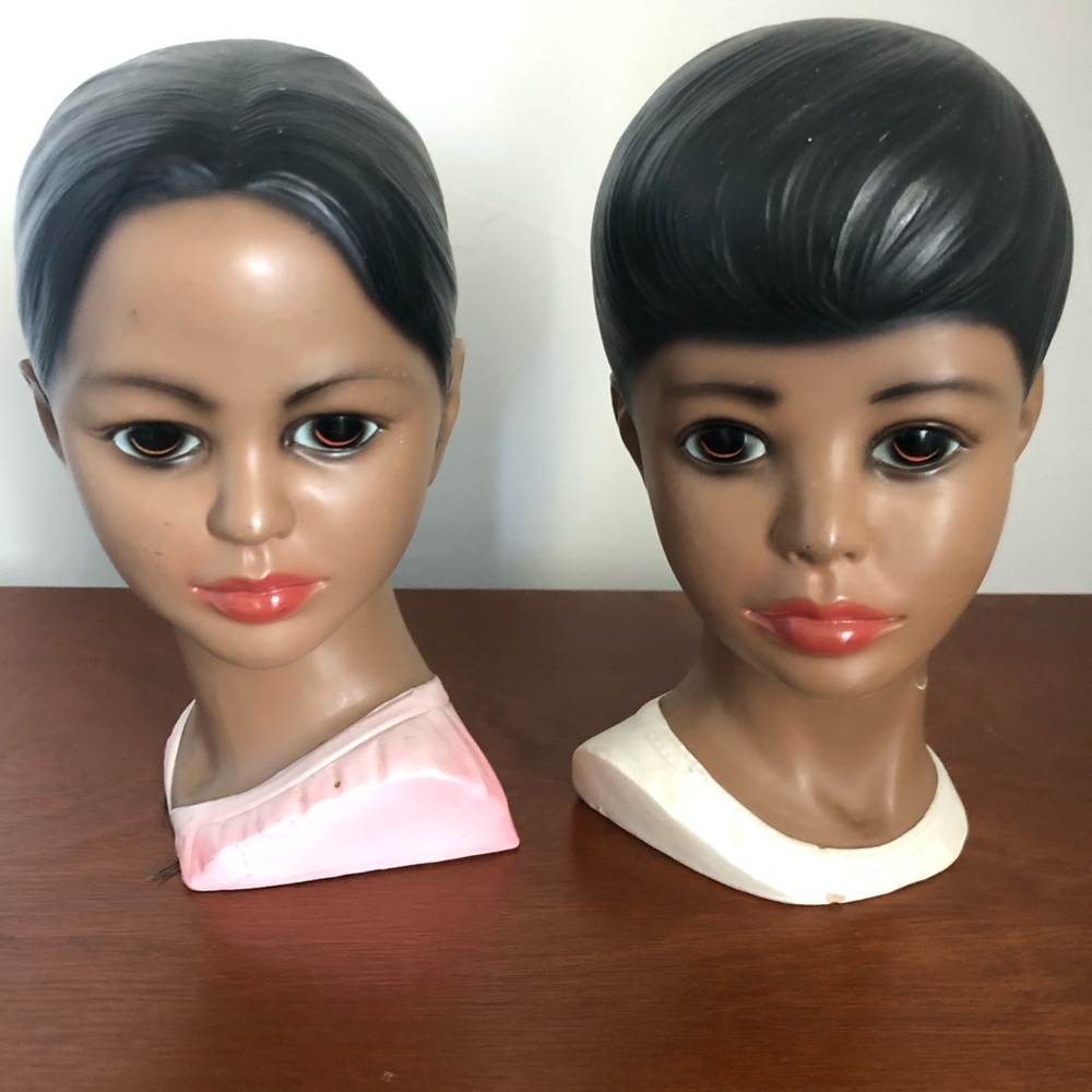 Vintage Polynesian Chalkware Bust Set